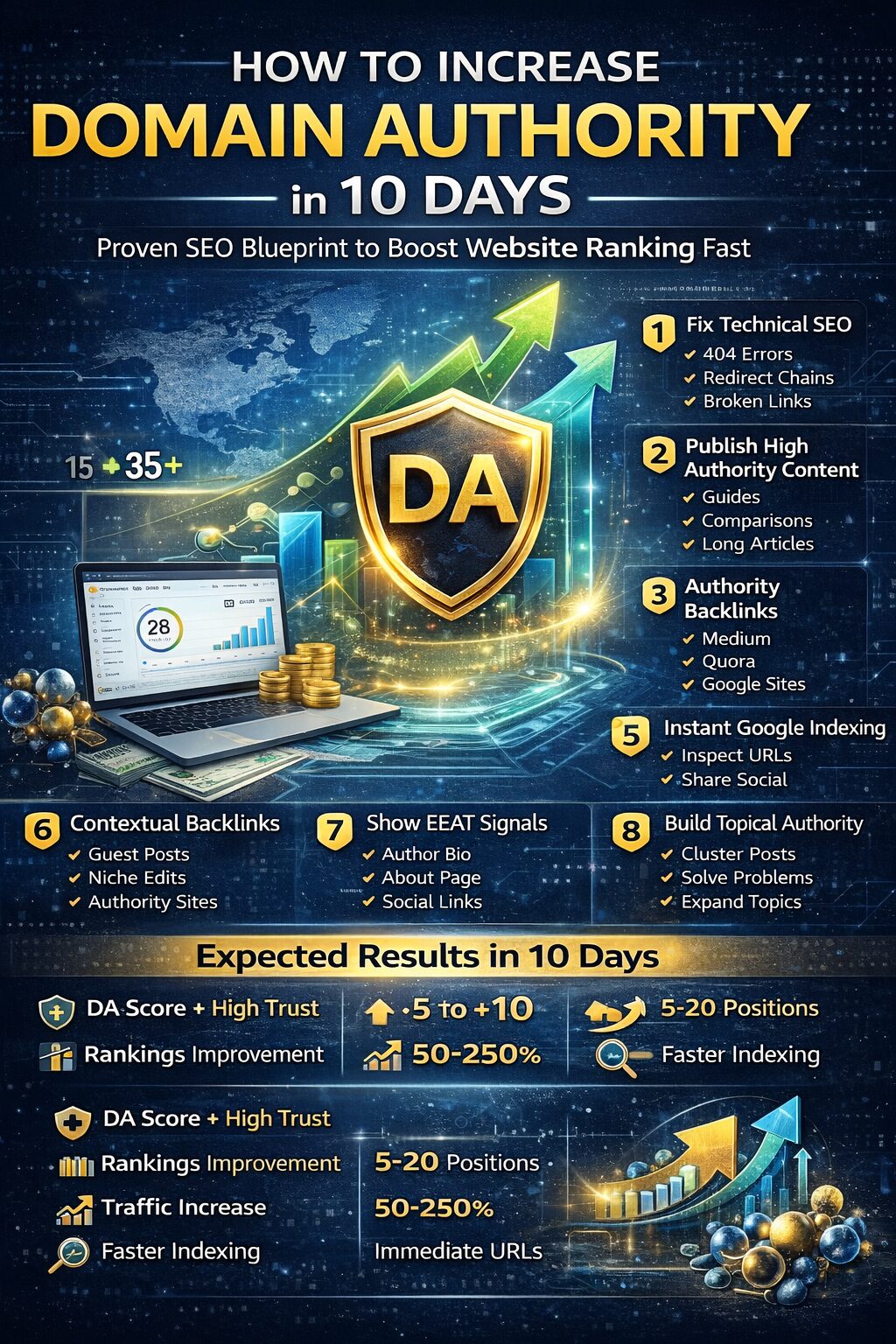 How to Increase Domain Authority in 10 Days (2026 Proven SEO Blueprint for Fast Website Ranking)