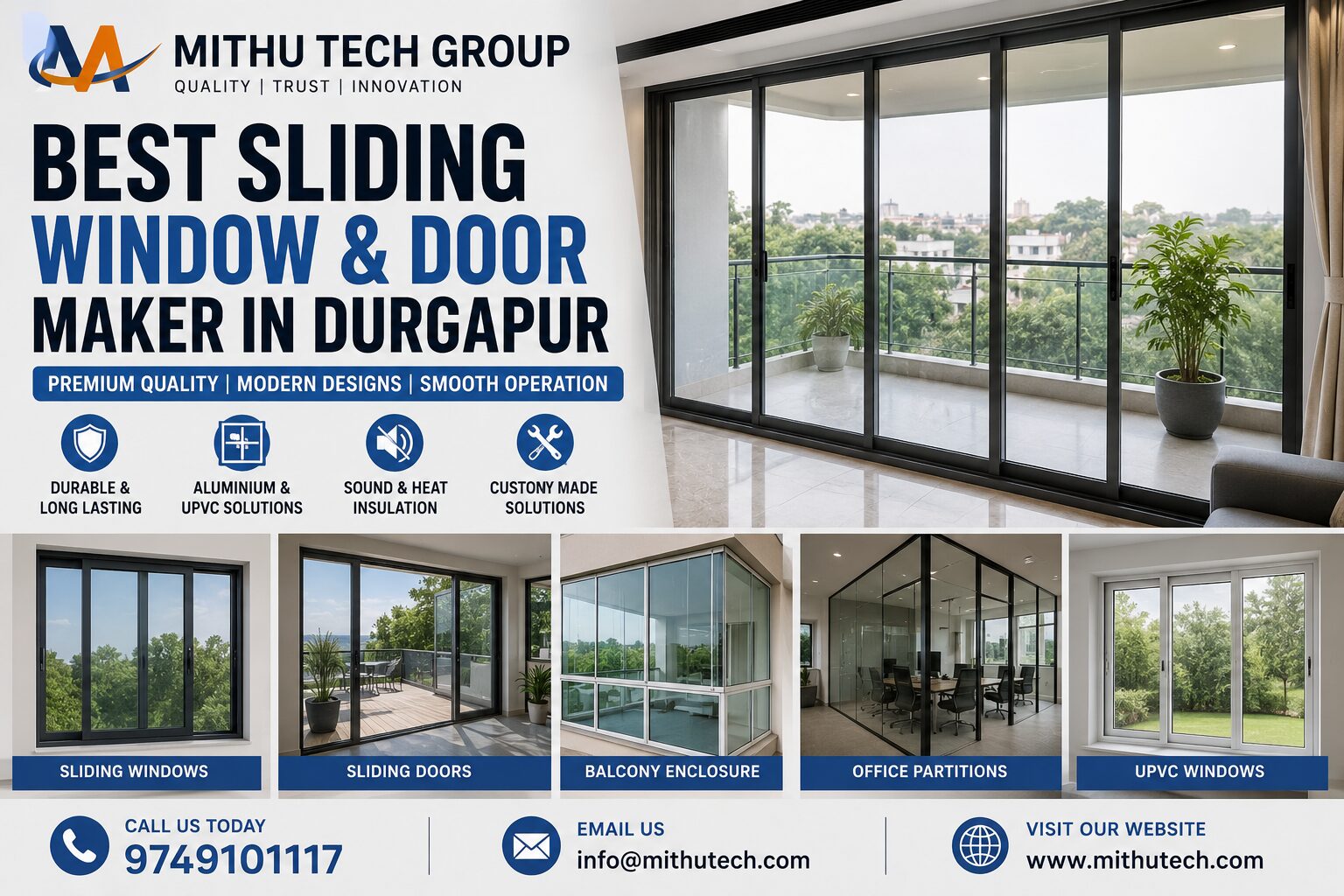 Best Sliding Window and Door Maker in Durgapur | UPVC, Aluminium & Glass Sliding Doors by Mithu Tech Group - 2026