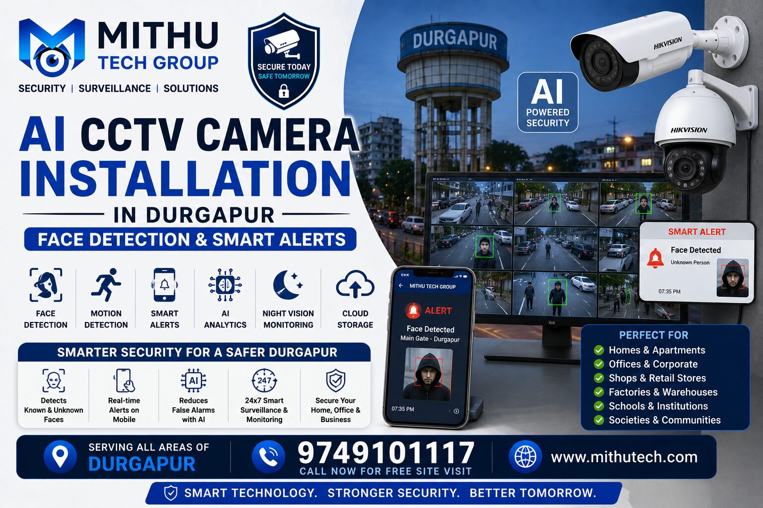 AI CCTV Camera Installation in Durgapur | Face Detection & Smart Alert System 2026