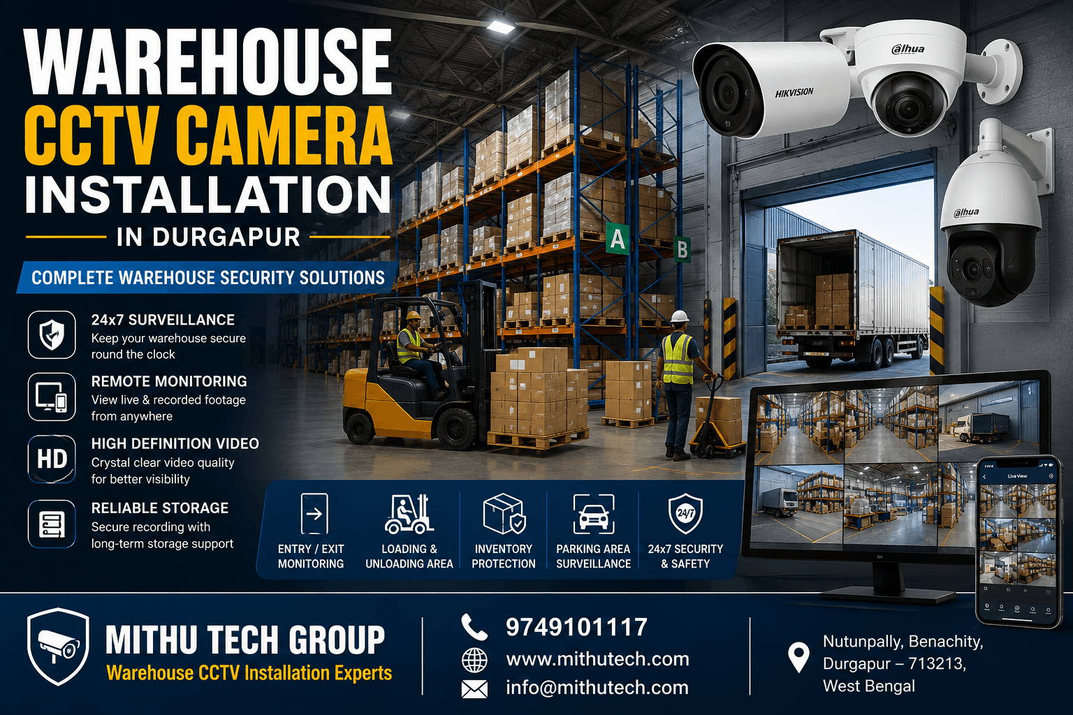 Warehouse CCTV Camera Installation in Durgapur | Professional Warehouse Security Solutions - 2026