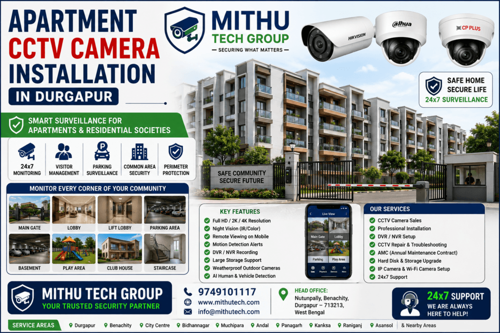 Apartment CCTV Camera Installation in Durgapur | Residential Society Security Solutions - 2026