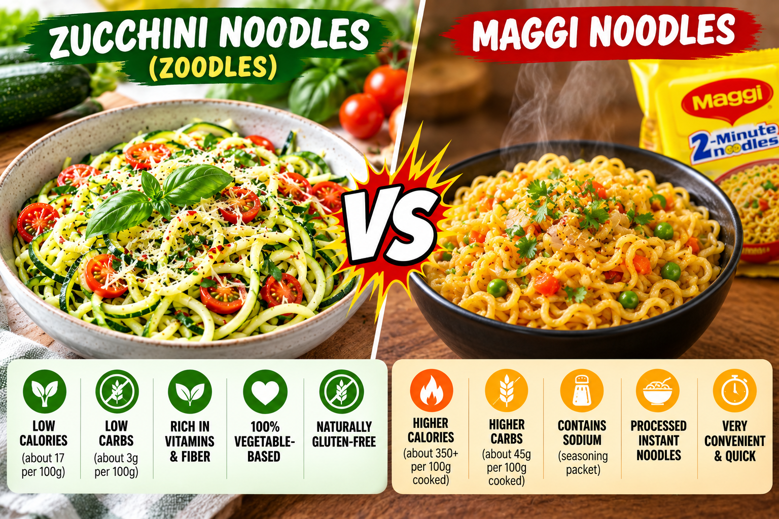 Zucchini Noodles vs Maggi: Which Is Best? Nutrition, Calories & Taste Compared - 2026 1 Zucchini Noodles vs Maggi: Which Is Best? Nutrition, Calories & Taste Compared - 2026