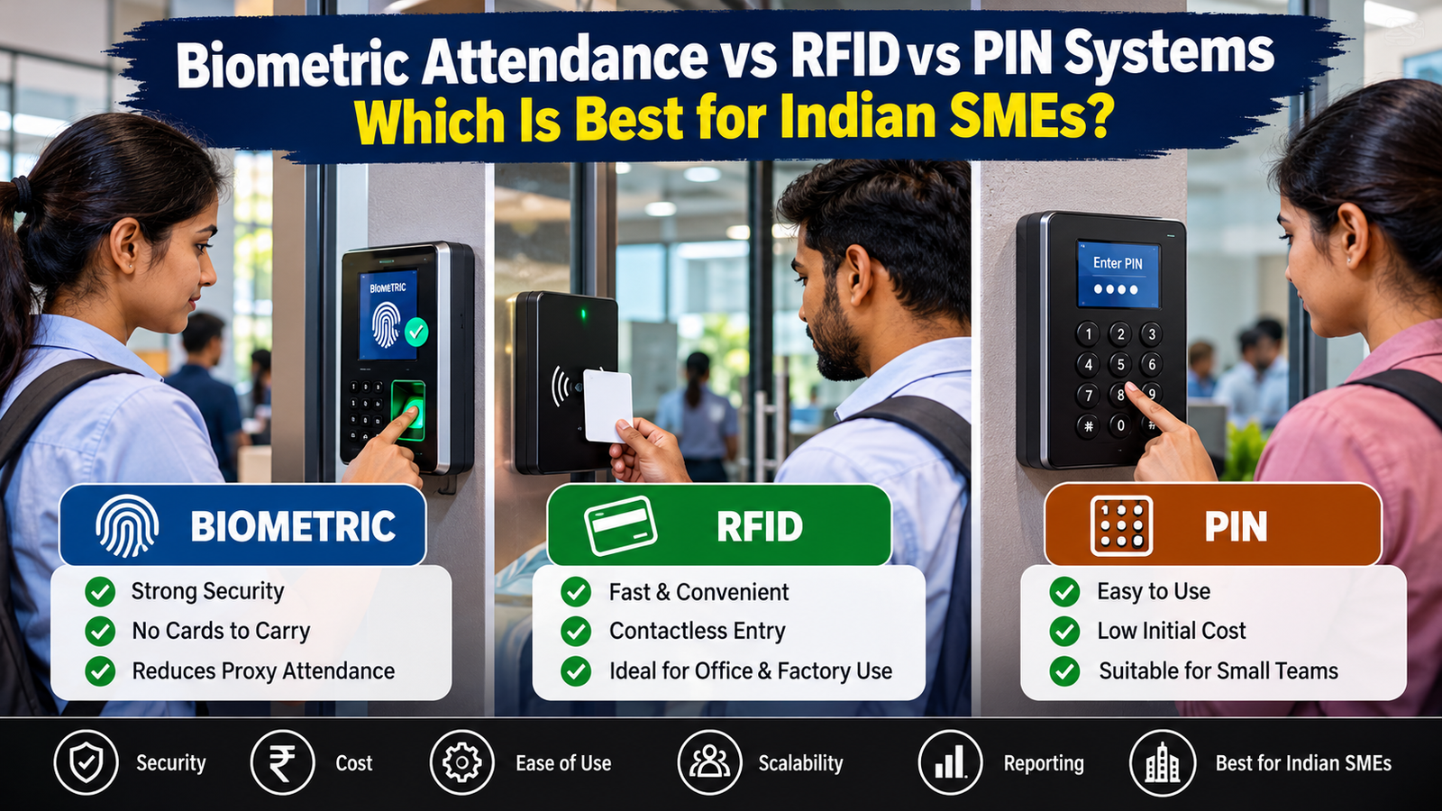 Biometric vs RFID vs PIN Attendance System for SMEs