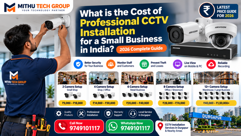 What is the cost of professional CCTV installation for a small business in India?