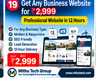 Get Any Business Website for ₹2,999 – Professional Website in 12 Hours 1 Any business website for ₹2,999 with 12-hour delivery - Mithu Tech Group