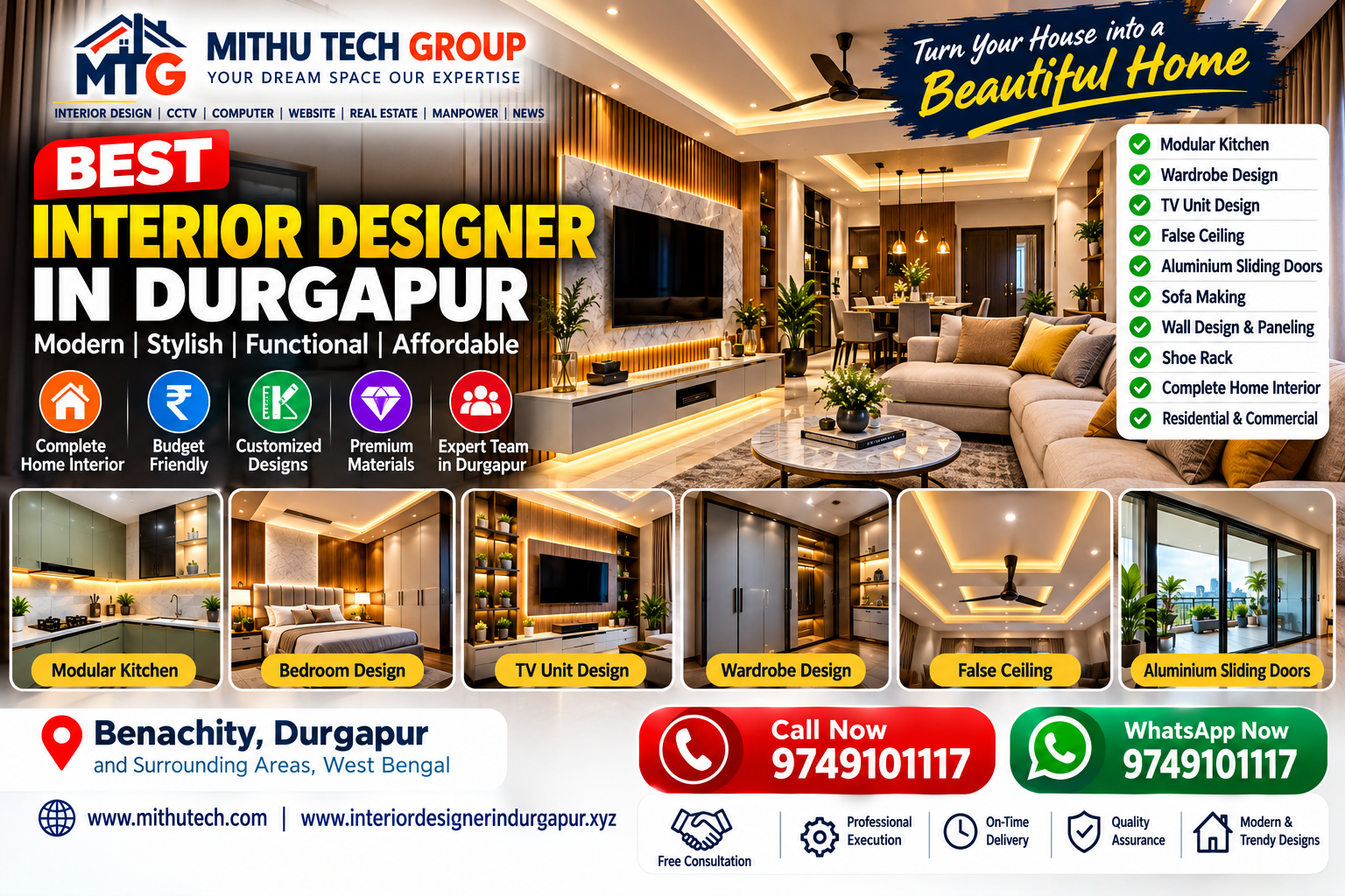 Best Interior Designer in Durgapur for Modular Kitchen, Wardrobe and Modern Home Interiors